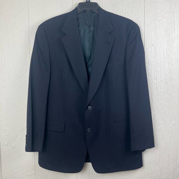 Austin Reed Blazer /Dress jacket mens44L pure new wool WoolMark Blue Pinstripe - Picture 1 of 9